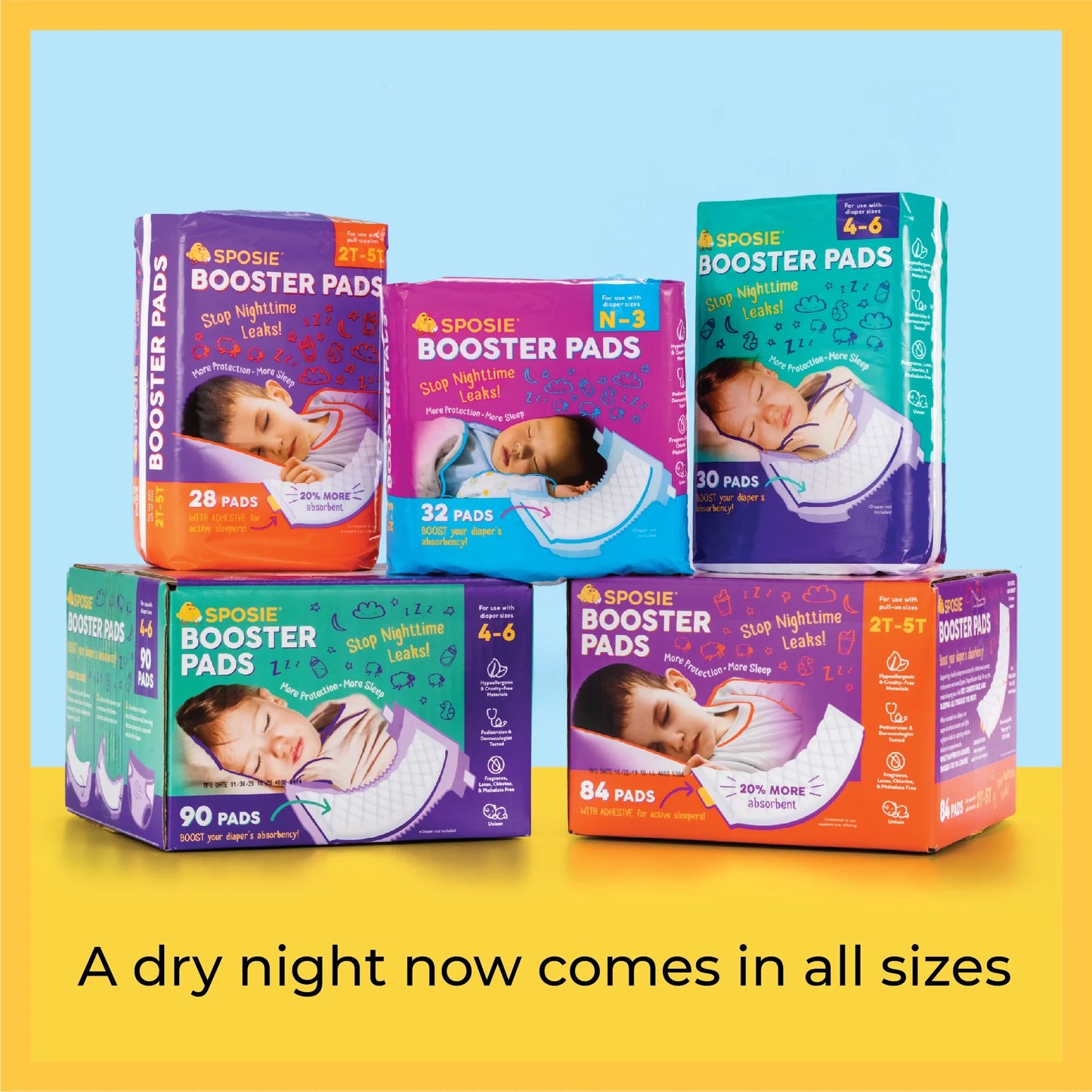 Booster Pads – Stop Overnight Diaper Leaks – Fits Sizes Newborn to 3 (32 Count)