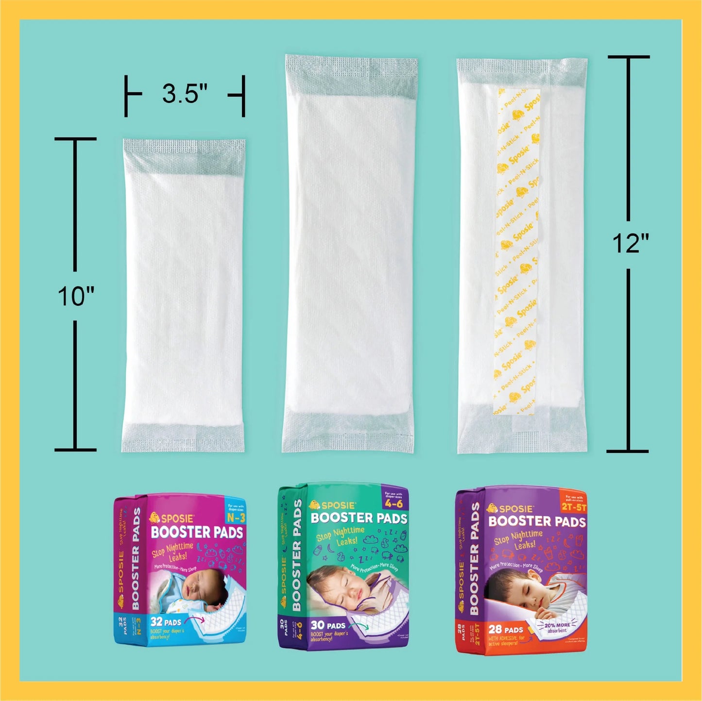 Booster Pads – Stop Overnight Diaper Leaks – Fits Sizes Newborn to 3 (32 Count)