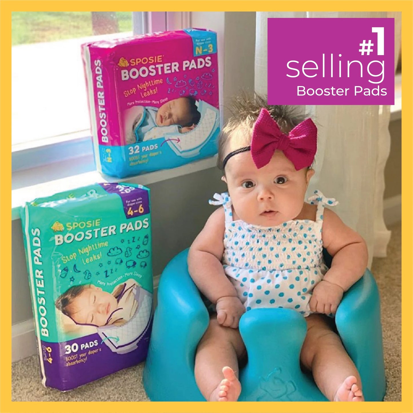 Booster Pads – Stop Overnight Diaper Leaks – Fits Sizes Newborn to 3 (32 Count)