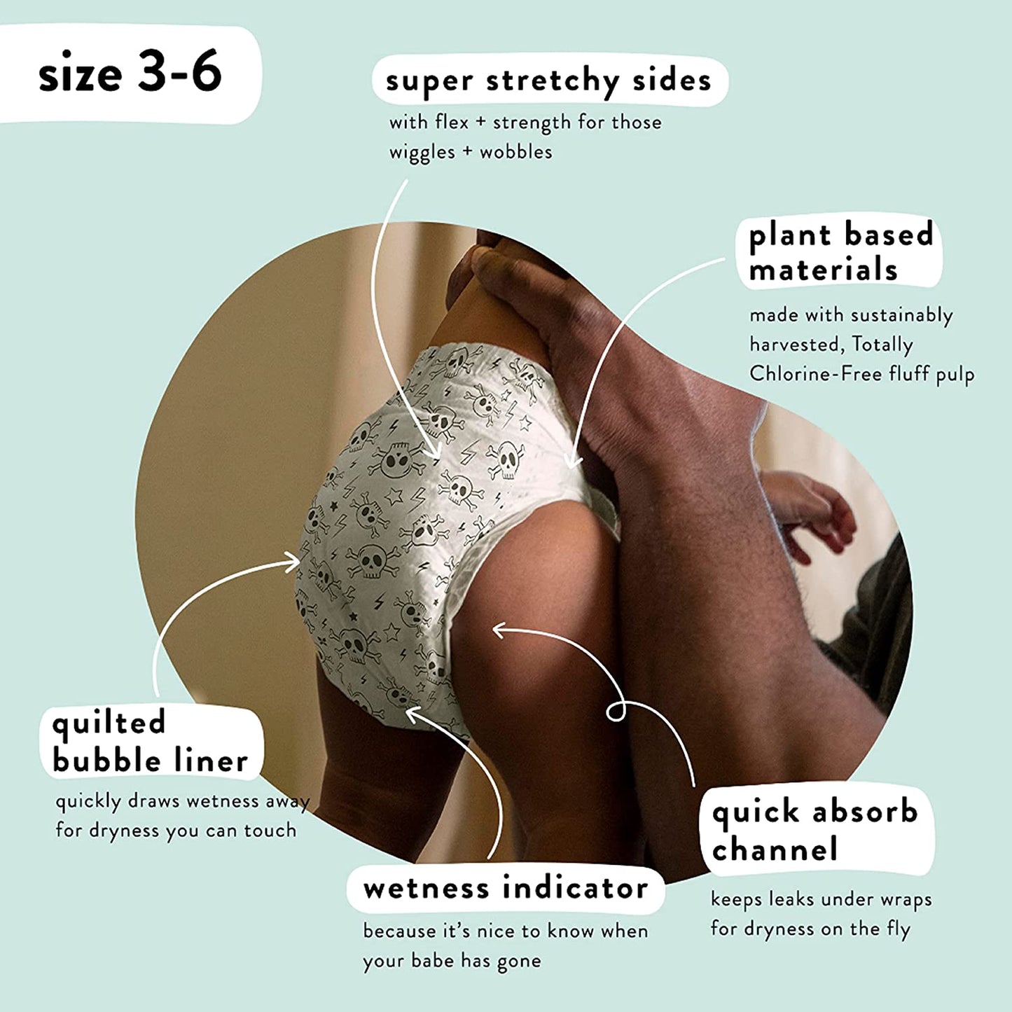 Plant-Based Baby Diapers – Size 5 (27+ lbs, 100 Count)