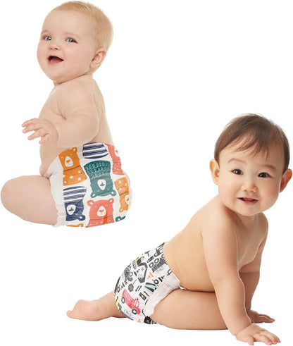 Clean Conscious Diapers | Plant-Based, Sustainable | Beary Cool + Big Trucks | Super Club Box, Size 6 (35+ Lbs), 88 Count